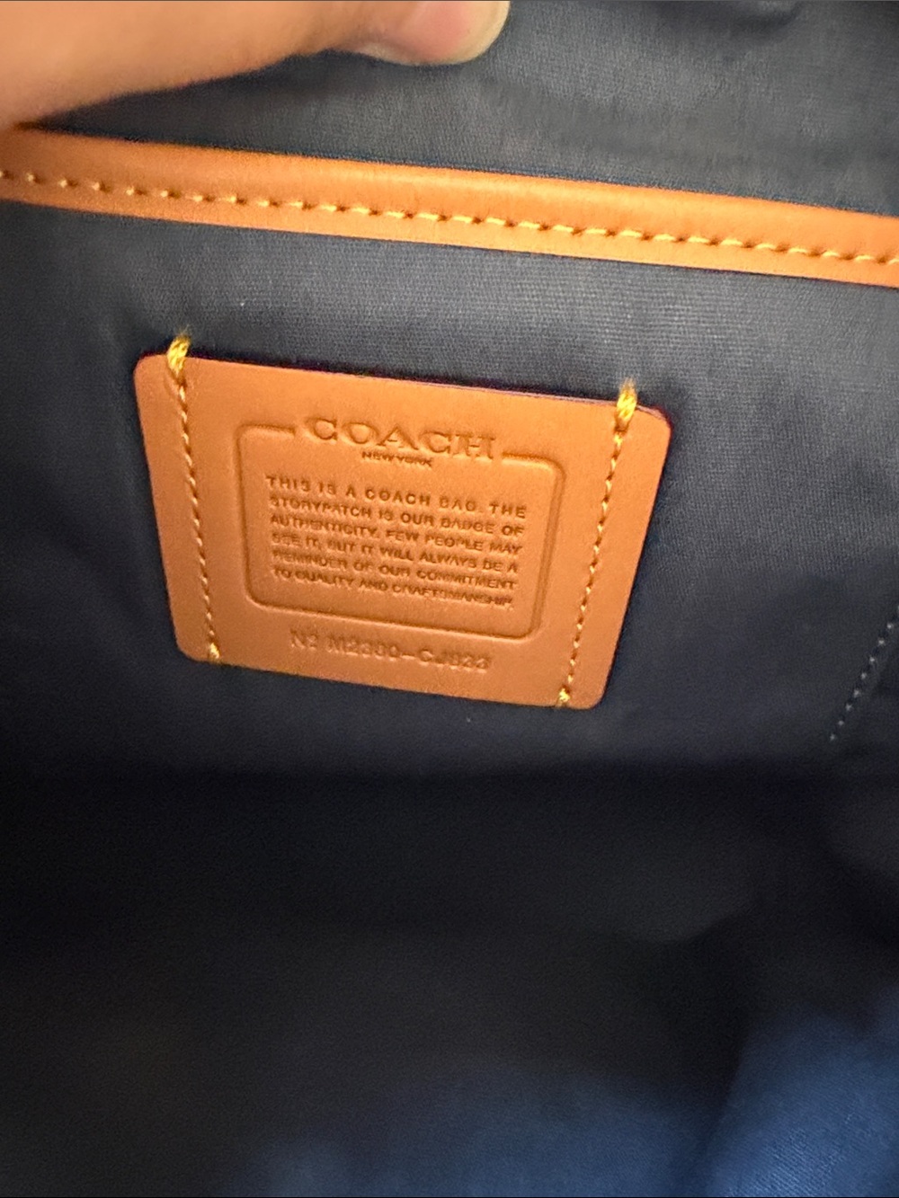 Coach Blue Denim Signature Mini Backpack with Tan Leather Handle - Picture 7 of 8